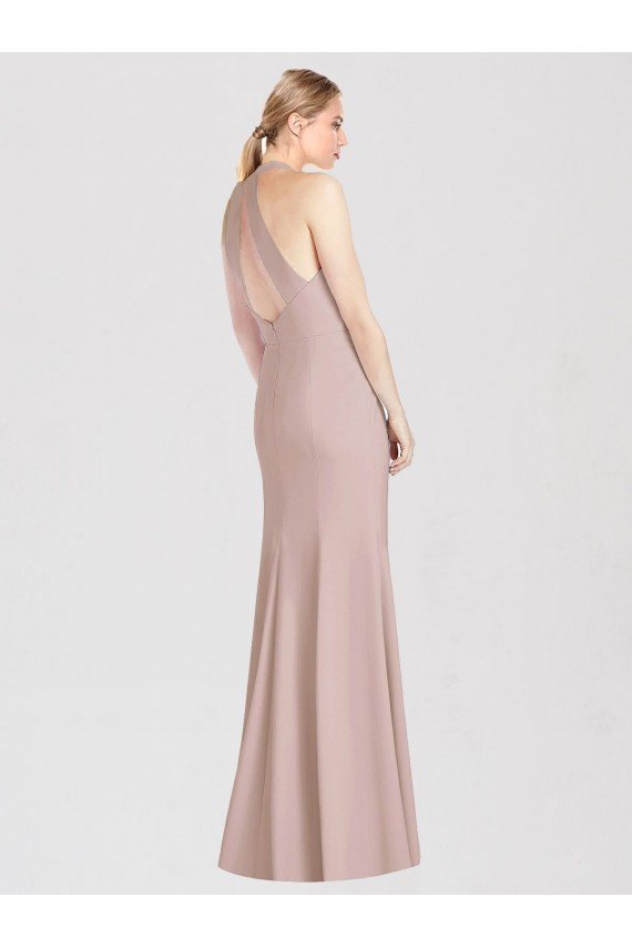 Outlet High Neck Cutout Halter Trumpet Bridesmaid Dress