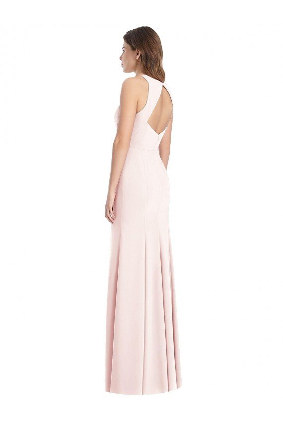 Outlet Diamond Cutout Back Trumpet Bridesmaid Dress / Prom Dress with Front Slit