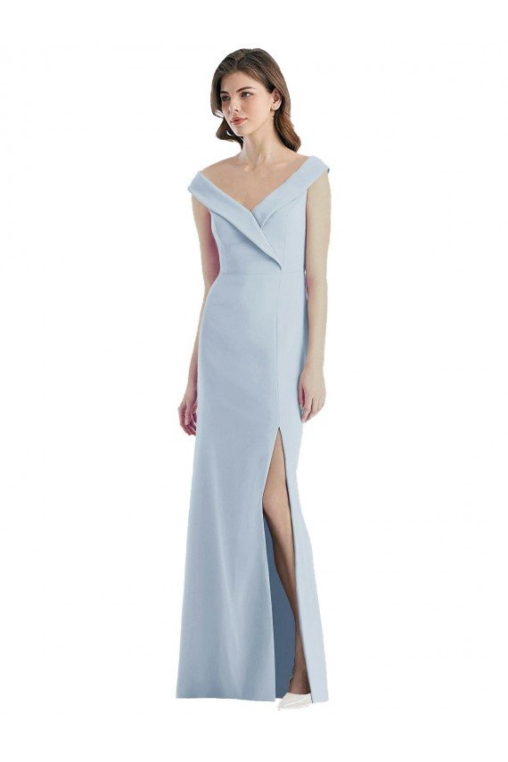 Outlet Romantic Off the Shoulder Long Maxi Bridesmaid Dress with Side Slit