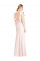 Outlet Ruffle Cap Sleeves Open Back Trumpet Bridesmaid Dress / Prom Dress