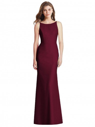 Outlet Open Cowl Back Bateau Neck Trumpet Bridesmaid Dress