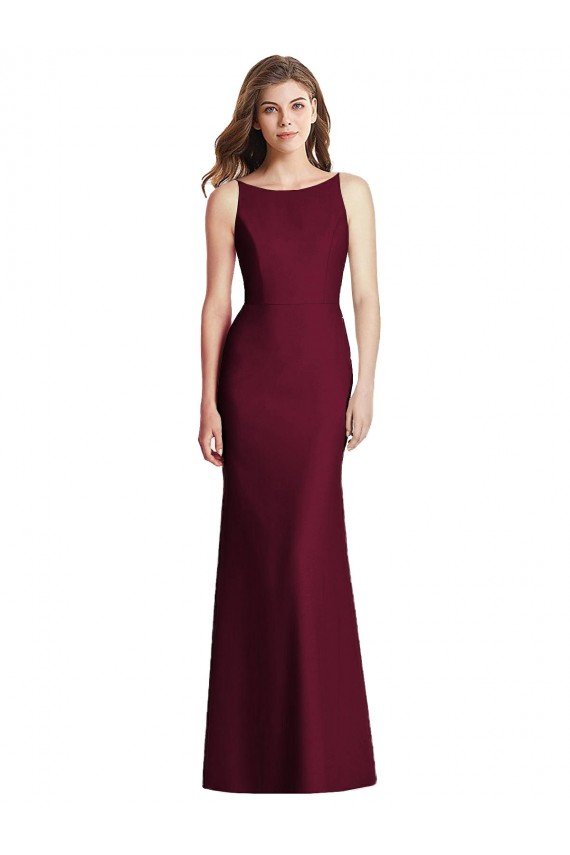 Outlet Open Cowl Back Bateau Neck Trumpet Bridesmaid Dress