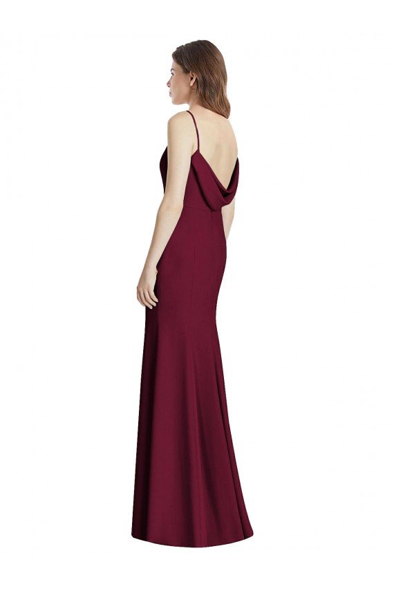 Outlet Open Cowl Back Bateau Neck Trumpet Bridesmaid Dress