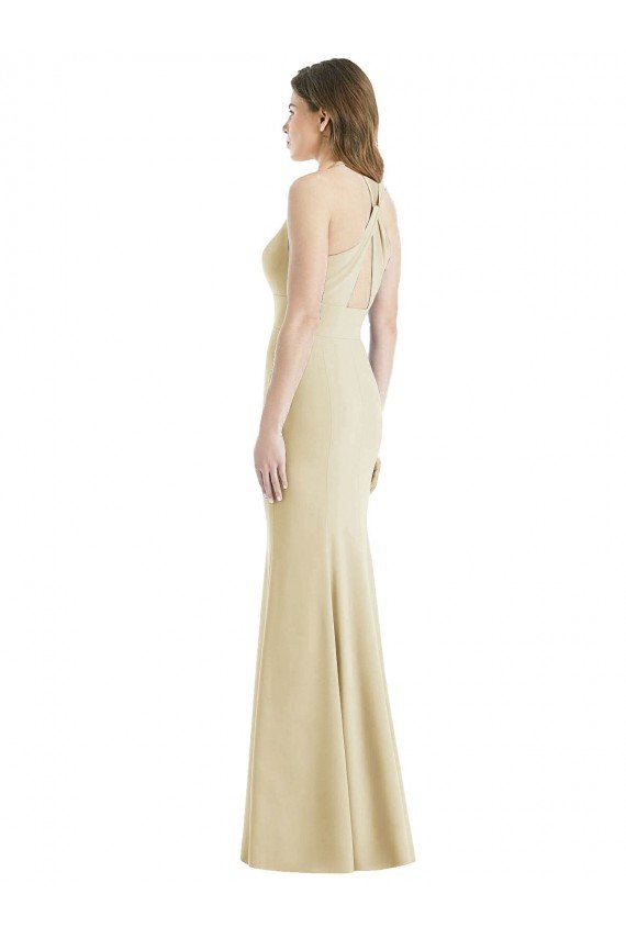 Outlet Criss Cross Twist Cutout Back Trumpet Bridesmaid Dress / Prom Dress
