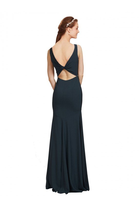 Outlet Sleeveless Bateau Neckline Crepe Bridesmaid Dress / Prom Dress with Twist Back