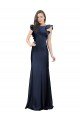 Outlet Sleeveless Crepe Bridesmaid Dress / Prom Dress with Cascading Ruffle and Keyhole Back