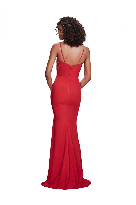 Outlet Spaghetti Strap Slip Neckline Formal Crepe Bridesmaid Dress / Prom Dress