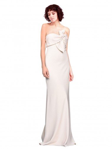 Outlet Strapless Crepe Fitted Bridesmaid Dress / Prom Dress with Twist Bow