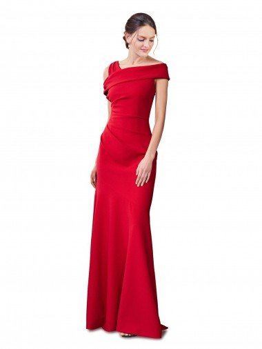 Outlet Sleeveless Ruched Formal Crepe Mermaid Bridesmaid Dress / Prom Dress with Off The Shoulder Detail