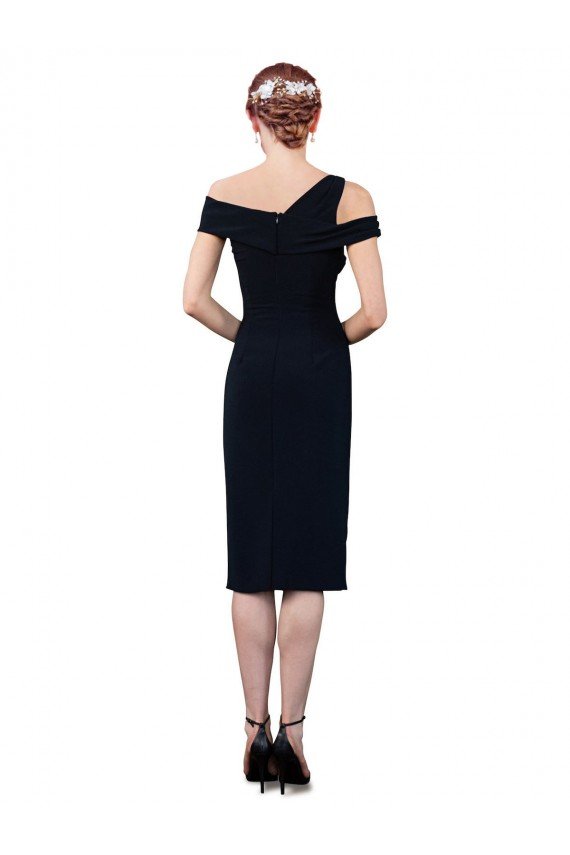 Outlet Draped Cross Shoulder Stretch Formal Crepe Cocktail Dress / Homecoming Dress
