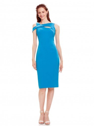 Outlet Sleeveless Formal Crepe Cocktail Dress / Homecoming Dress with Keyhole Off The Shoulder Detailing