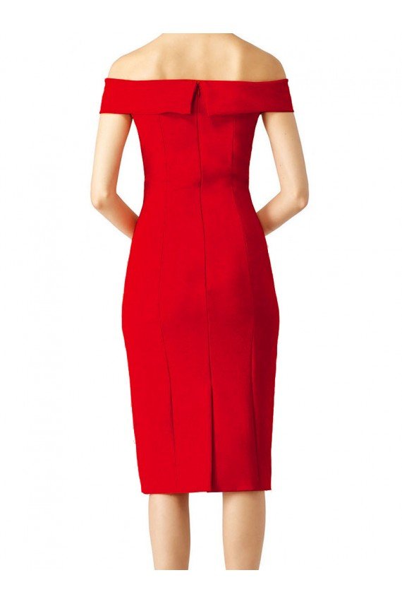 Outlet Off the Shoulder Square Neck Cocktail Length Bridesmaid Dress / Prom Homecoming Dress