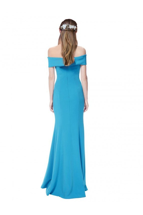 Outlet Off the Shoulder Formal Crepe Bridesmaid Dress / Prom Dress with Fitted Silhouette