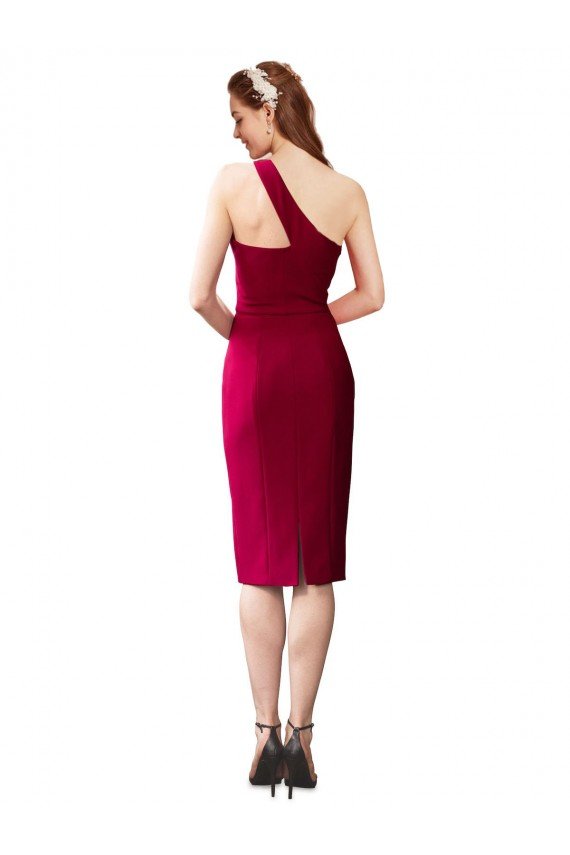 Outlet One Shoulder Short Formal Crepe Cocktail Length Bridesmaid Dress / Prom Homecoming Dress