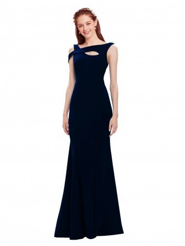 Outlet Sleeveless Formal Crepe Mermaid Bridesmaid Dress / Prom Dress with Side Slit