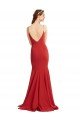 Outlet Mermaid Plunging V-Neck Formal Crepe Bridesmaid Dress / Prom Dress with Wide Open Back