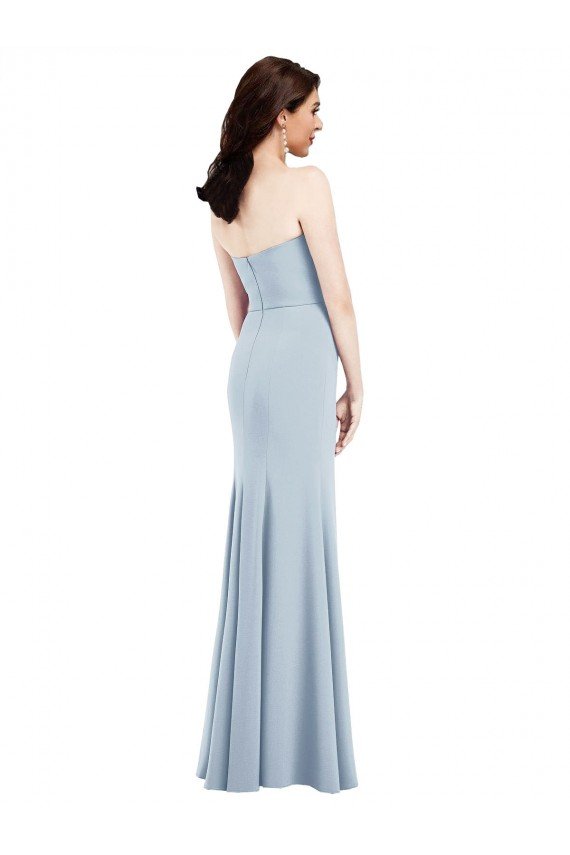 Outlet Strapless Notch Crepe Bridesmaid Dress / Prom Dress with Front Slit