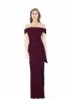 Outlet Off the Shoulder Long Formal Crepe Bridesmaid Dress / Prom Dress with Waist Tie
