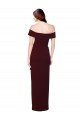 Outlet Off the Shoulder Long Formal Crepe Bridesmaid Dress / Prom Dress with Waist Tie