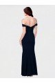 Outlet Mermaid Off the Shoulder Long Formal Crepe Bridesmaid Dress / Prom Dress with Low Back