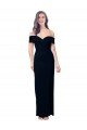 Outlet Off the Shoulder Long Full Length Formal Crepe Bridesmaid Dress / Prom Dress with Side Split