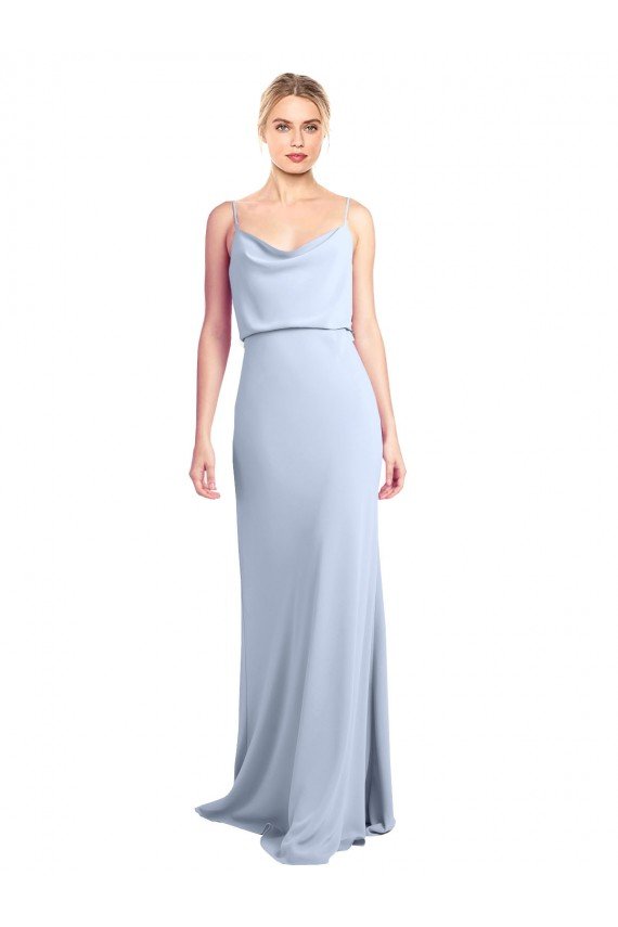 Outlet Feminine Cowl Neck Slim Floor Length Stretch Formal Crepe Bridesmaid Dress / Prom Dress