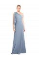Outlet Draped Flutter Sleeves One Shoulder Stretch Formal Crepe Bridesmaid Dress / Prom Dress