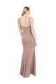 Outlet Square Neck Fit and Flare Long Stretch Crepe Bridesmaid Dress / Prom Dress with Side Slit
