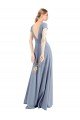 Outlet Plunging V-Neck Cap Sleeves Stretch Crepe Bridesmaid Dress / Prom Dress with Front Slit