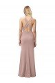 Outlet Long Floor Length High Neck Fit and Flare Stretch Crepe Bridesmaid Dress / Prom Dress with Side Slit