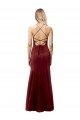 Outlet Fit and Flare Halter Neckline Stretch Formal Crepe Bridesmaid Dress / Prom Dress with Strappy Back
