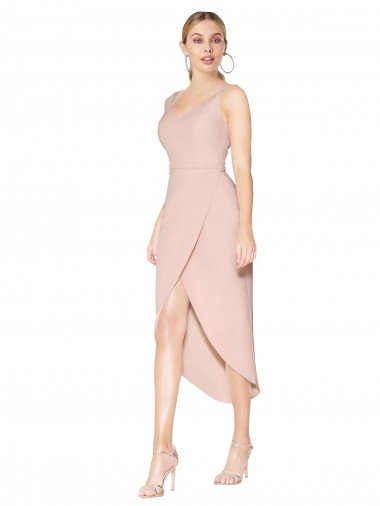 Outlet Knee Length Short Formal Crepe Bridesmaid Dress / Prom Dress