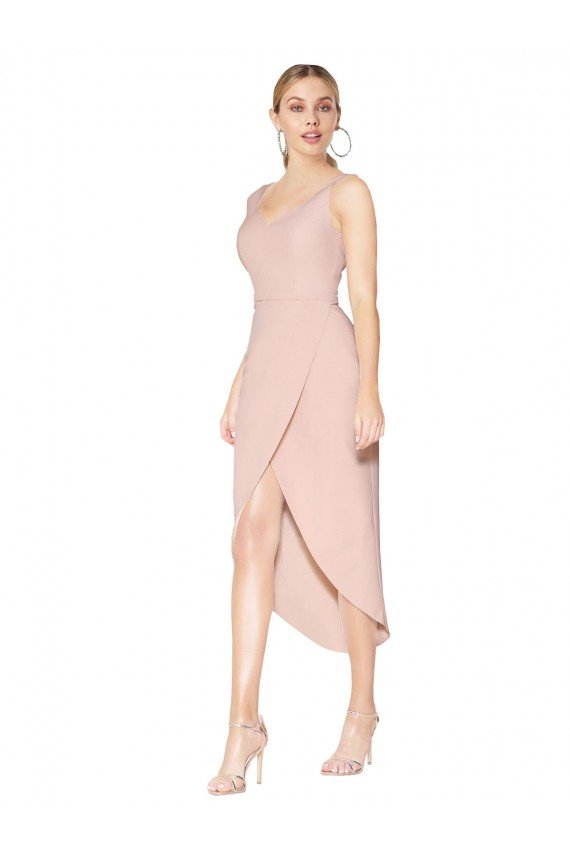 Outlet Knee Length Short Formal Crepe Bridesmaid Dress / Prom Dress