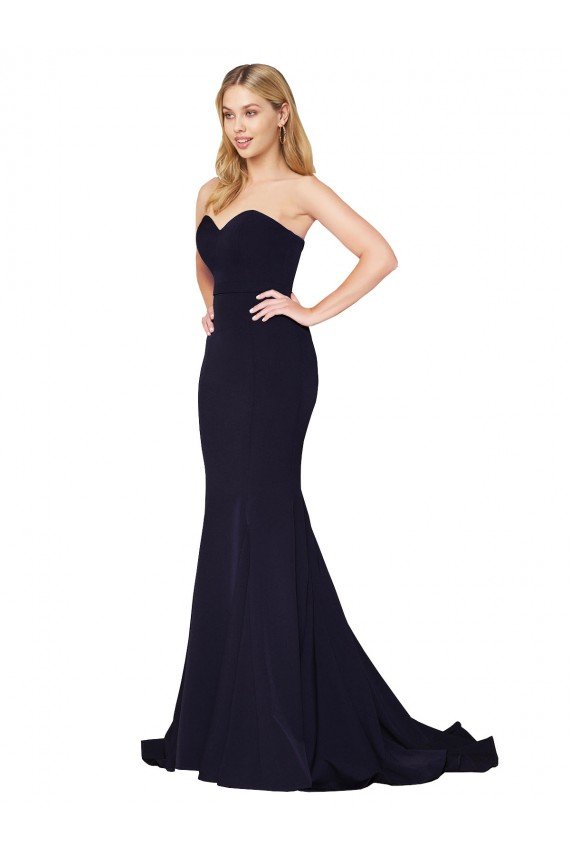 Outlet Sweetheart High Neck Sweep Train Sleeveless Formal Crepe Bridesmaid Dress / Prom Dress
