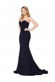 Outlet Sweetheart High Neck Sweep Train Sleeveless Formal Crepe Bridesmaid Dress / Prom Dress