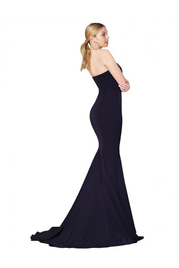 Outlet Sweetheart High Neck Sweep Train Sleeveless Formal Crepe Bridesmaid Dress / Prom Dress