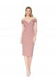 Outlet Cocktail Knee Length Off the Shoulder Sweetheart Formal Crepe Bridesmaid Dress / Prom Dress