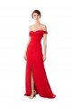 Outlet Off the Shoulder Chapel Train Formal Crepe Bridesmaid Dress / Prom Dress with Thigh-High slit