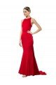 Outlet High Neck Mermaid Open Back Formal Crepe Maxi Bridesmaid Dress / Prom Dress with Train Detail