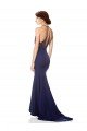 Outlet High Neck Fishtail Formal Crepe Bridesmaid Dress / Prom Dress with Open Back Detail