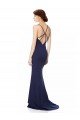 Outlet Fishtail High Neck Maxi Formal Crepe Bridesmiad Dress with Strappy Back Detail