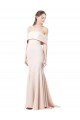 Outlet Mermaid Bardot Maxi Formal Crepe Bridesmiad Dress with Fishtail Train