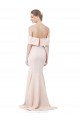 Outlet Mermaid Bardot Maxi Formal Crepe Bridesmiad Dress with Fishtail Train