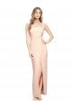 Outlet Floor Length Square Neck Long Sheath Formal Crepe Bridesmaid Dress / Prom Dress 
