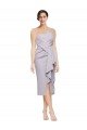 Outlet Short Cocktail Length Strapless Formal Crepe Bridesmaid Dress / Prom Dress with Ruffles