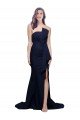 Outlet Long Strapless Sweep Train Low Back Crepe Bridesmaid Dress / Prom Dress