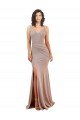 Outlet Fishtail Shape V-Neck Formal Crepe Bridesmaid Dress / Prom Dress with Slit