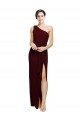 Outlet One Shoulder Sheath Formal Crepe Bridesmaid Dress / Prom Dress with High Side Split