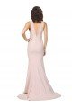 Outlet Deep Plunging V-Neckline Full Length Formal Crepe Bridesmaid Dress / Prom Dress with Deep V-Backline