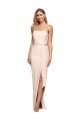 Outlet Full Length Low Back Strapless Formal Crepe Bridesmaid Dress / Prom Dress with Thigh High Side Split